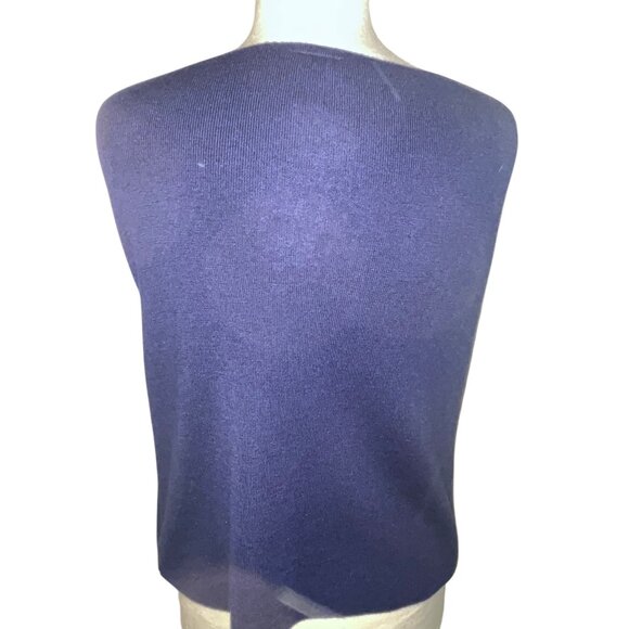 Eileen Fisher Womens Wool Sleeveless Navy Blue Knit Top Size L - Picture 4 of 7